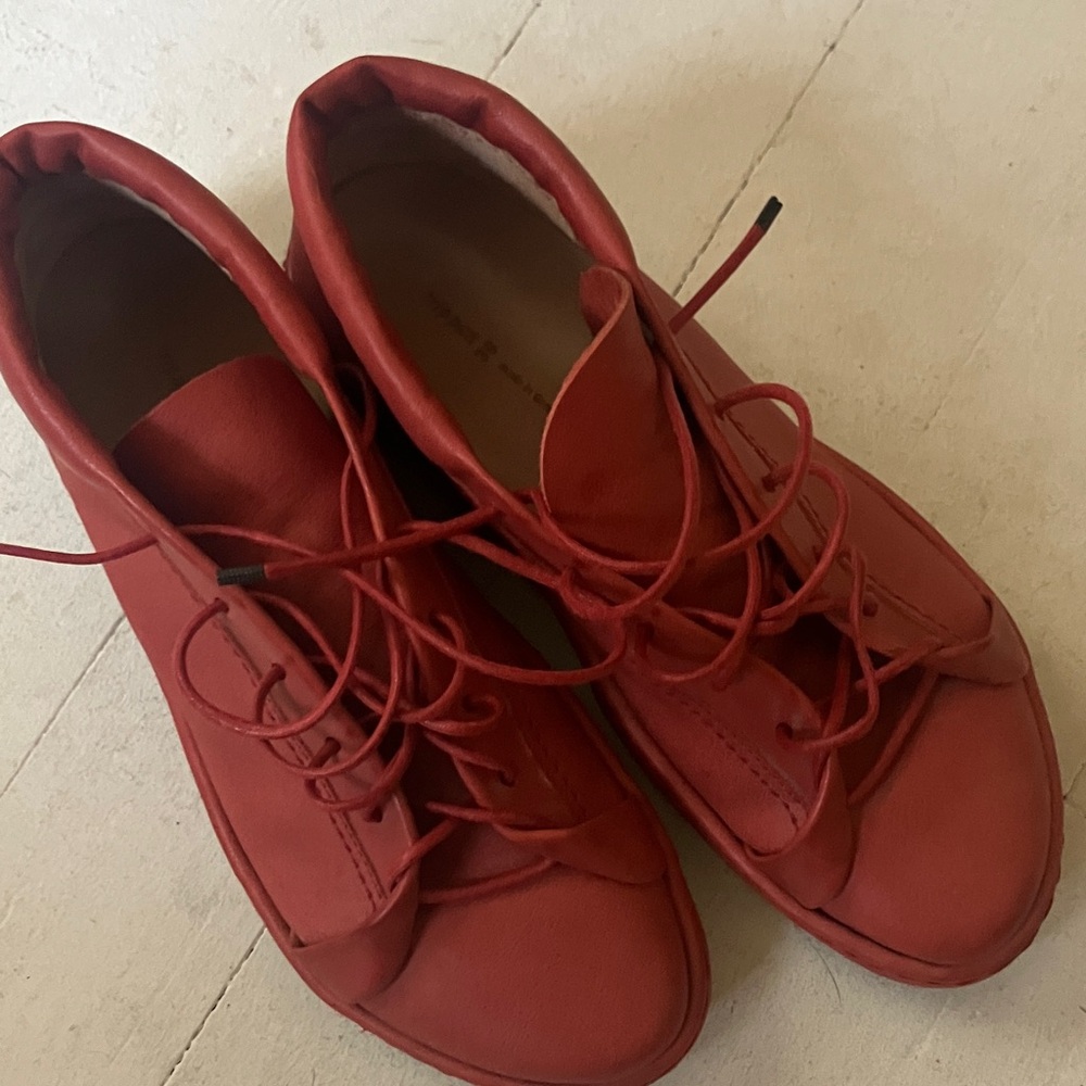 Women's Red Lace-Up Ankle Booties